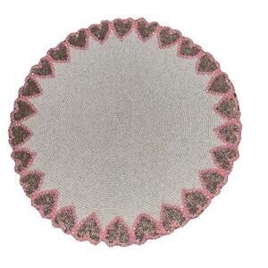 Cupcakes & Cashmere Pink Heart Beaded Charger Placemat White Valentine's Day NEW